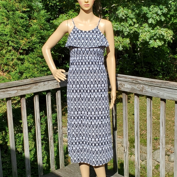 Miss Understood Black White Grey Print Midi Spaghetti Strap Dress Size M - Picture 10 of 15